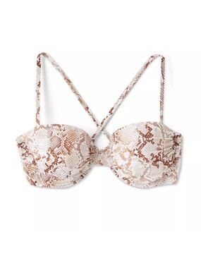 🌻NEW w/tag Shade & Shore Snakeskin Print Shirred Underwire Bikini Top Size 38DD